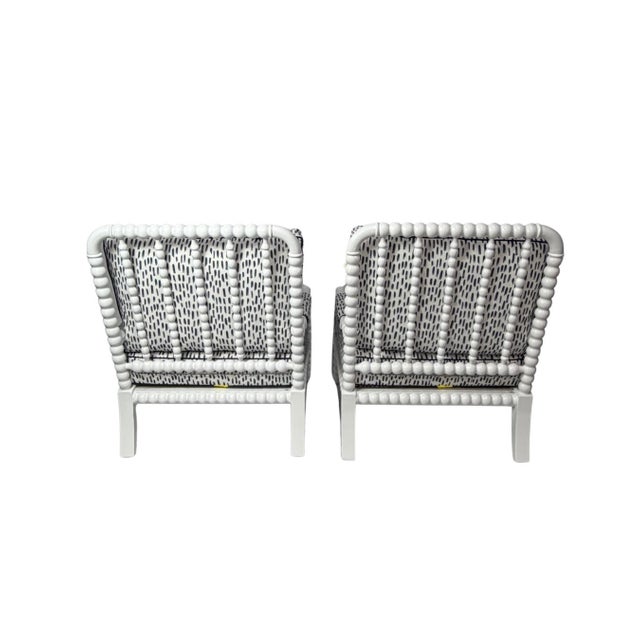 Pair of Bobbin Armchairs With Plush Upholstered Cushions & Backs For Sale - Image 4 of 6