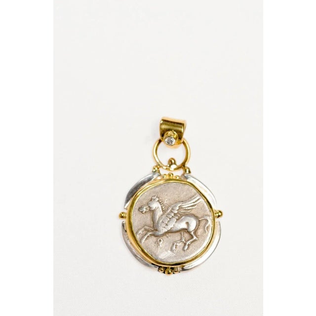 Antique Ancient Pegasus Coin in 22 kt Gold Pendant For Sale - Image 11 of 11