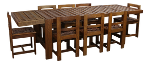 Vintage Oak Dining Table and Chairs, 1950s, Set of 9