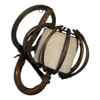 Wall Sconce in Bent Rattan and Canvas by Louis Sognot, 1950 For Sale