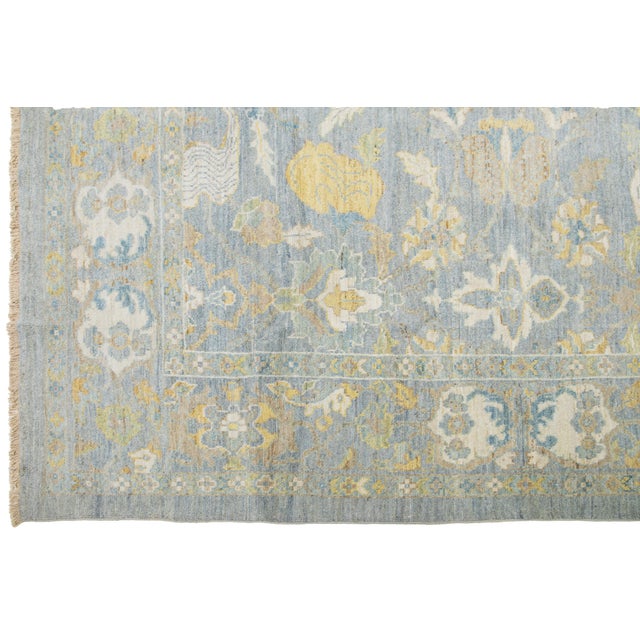 Apadana's Modern Designed Sultanabad Room Size Wool Rug Handmade in Blue For Sale - Image 9 of 10