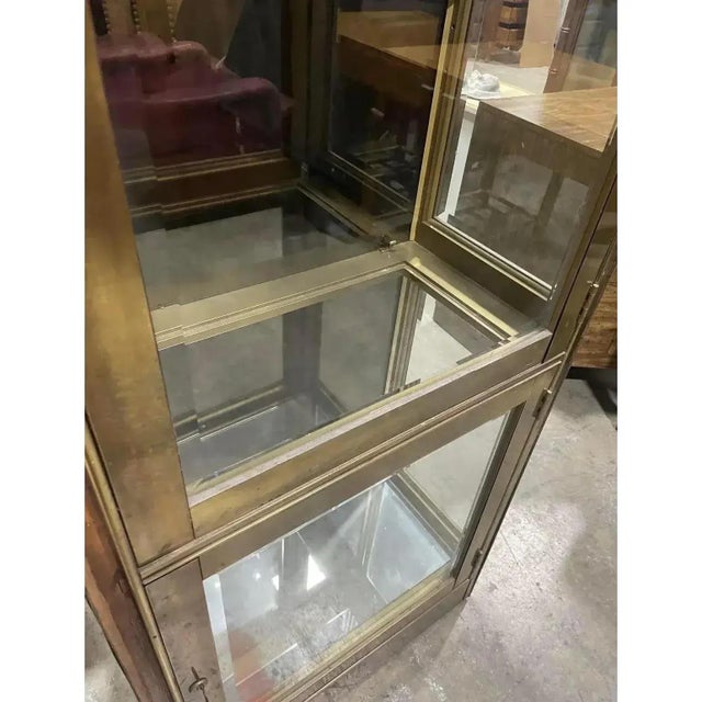Wood Vintage Rare Brass Vitrine Display Cabinet by Mastercraft For Sale - Image 7 of 9