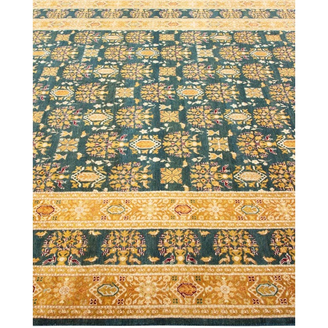 Solo Rugs Mogul, One-of-a-Kind Hand-Knotted Area Rug in Green, 6' 2" x 9' 6" For Sale - Image 4 of 8