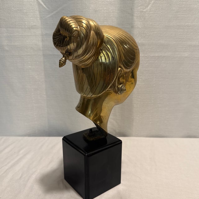 Bronze Mid-Century Polished Bronze Bust "Head of a Young Woman" - Nguyen Thanh Le Design (Siam Bronze Edition) For Sale - Image 8 of 11