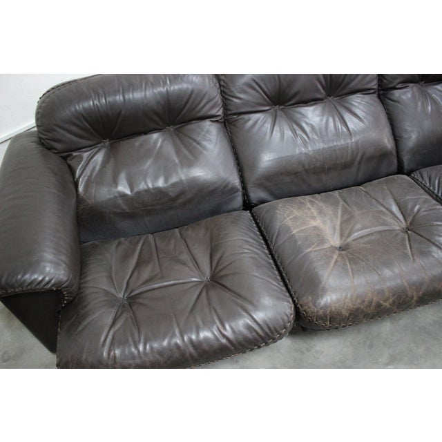 Adjustable DS-110 Three-Seater Sofa in Leather from De Sede, 1970s For Sale - Image 11 of 15