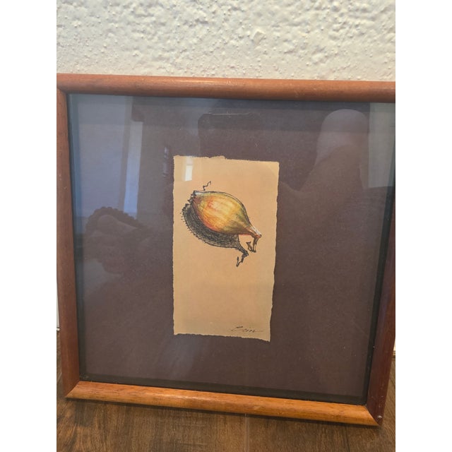 Paper Late 20th Century Original Mixed-Media Still Life Drawing, Onion/Bulb Botanical Study on Paper - Signed For Sale - Image 7 of 7