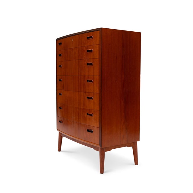 Mid-Century Modern Vintage Danish Mid-Century Teak Seven-Drawer Tallboy Dresser 1960s For Sale - Image 3 of 7