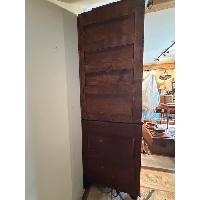 Antique Pine Corner Cabinet W/12 Pane Glass Top/Single Door Ball & Claw For Sale - Image 11 of 12