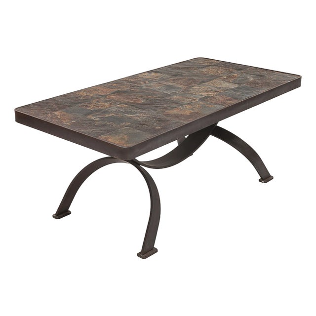 Brutalist Coffee Table by Jacques Adnet, 1950s For Sale