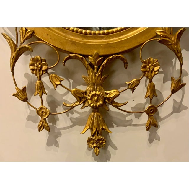 Vintage Decorative Arts Oval Carved Gold New York Wall Mirror For Sale - Image 4 of 7