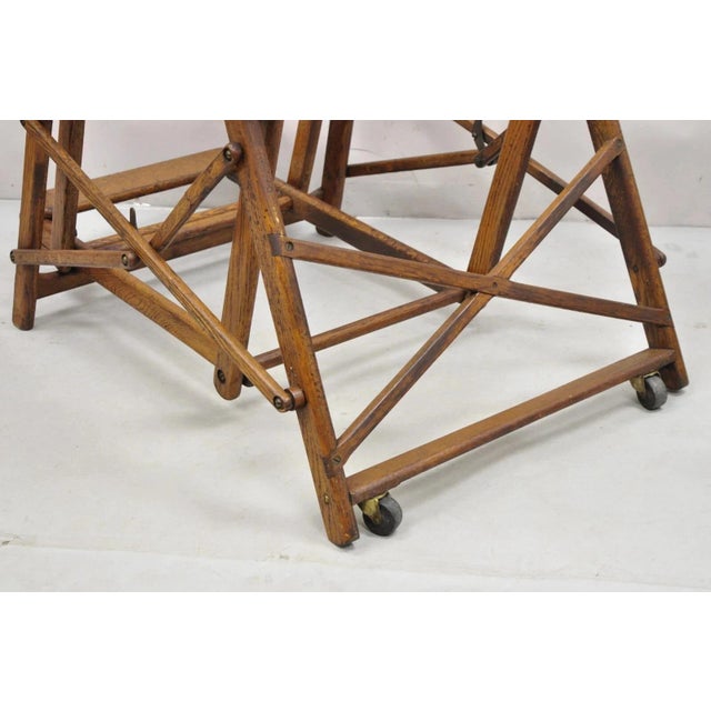 Antique Art Deco Folding Oak Wood Steamer Ship Reclining Deck Chair by Lloyd's For Sale - Image 11 of 12