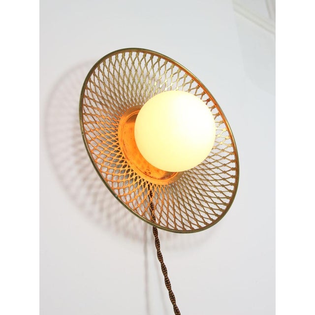 Mid-Century Intricate Wall Lamp in Brass and Opaline Glass, 1950s For Sale - Image 10 of 18