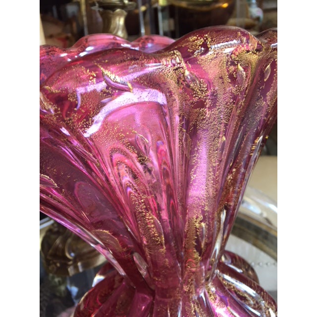 Vintage Murano Cranberry Glass Vase With Gold Flakes Chairish