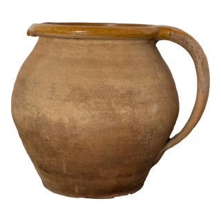 Antique French Stoneware Pitcher, 19th Century Confit Jug For Sale
