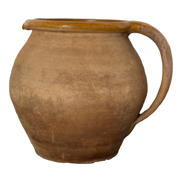 Antique French Stoneware Pitcher, 19th Century Confit Jug For Sale