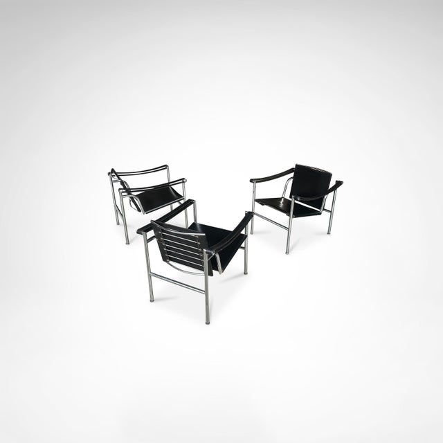 Black Vintage LC1 Armchair by Le Corbusier for Cassina, 1970s, Set of 3 For Sale - Image 8 of 13