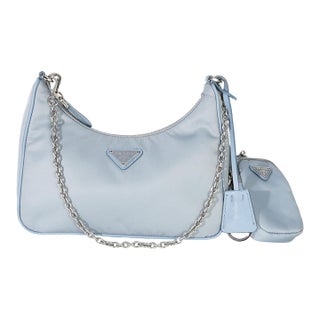Blue Nylon Saffiano Leather Re-Edition 2005 For Sale