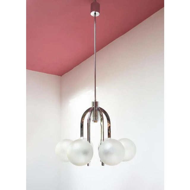 German Sputnik Pendant Steel and glass, 1960s For Sale - Image 6 of 11