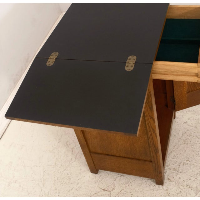 Stickley Mission Oak Arts & Crafts Flip Top Bar For Sale In Philadelphia - Image 6 of 12