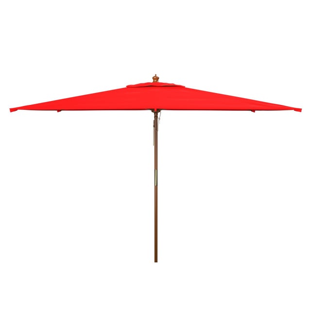 Spritely Home Aklin 6.5Ft X 10Ft Rectangle Wooden Pulley Market Umbrella (No Tilt), Red For Sale - Image 4 of 4