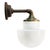 Vintage Industrial White Opaline Glass, Brass, and Cast Iron Sconce For Sale - Image 9 of 9