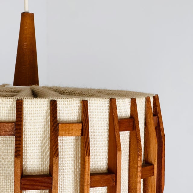 Mid-Century Modern Pendant Lamp in Teak, 1960s For Sale - Image 9 of 11