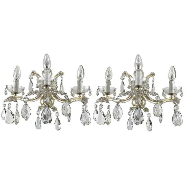 Italian Marie Therese Crystal Wall Lights, 1950s, Set of 2 For Sale - Image 12 of 12