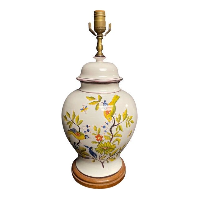 1960s Country Colonial Faience Table Lamp For Sale