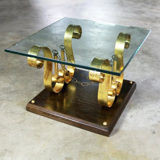 Large Square Glass Top Hollywood Regency Spanish Revival End Table Style of Arturo Pani For Sale - Image 12 of 12