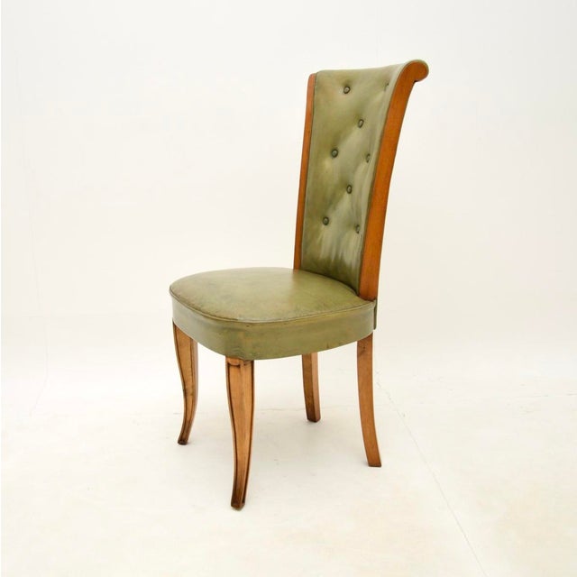 Art Deco Leather and Walnut Dining Chairs attributed to Hille, 1930s, Set of 8 For Sale - Image 10 of 15