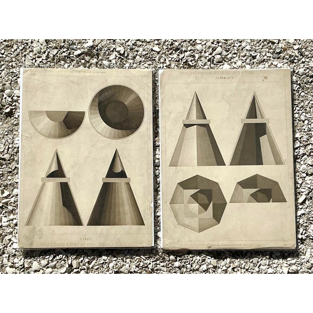 Vintage Boho Geometric Sphere Engravings - Set of 2 For Sale - Image 4 of 12