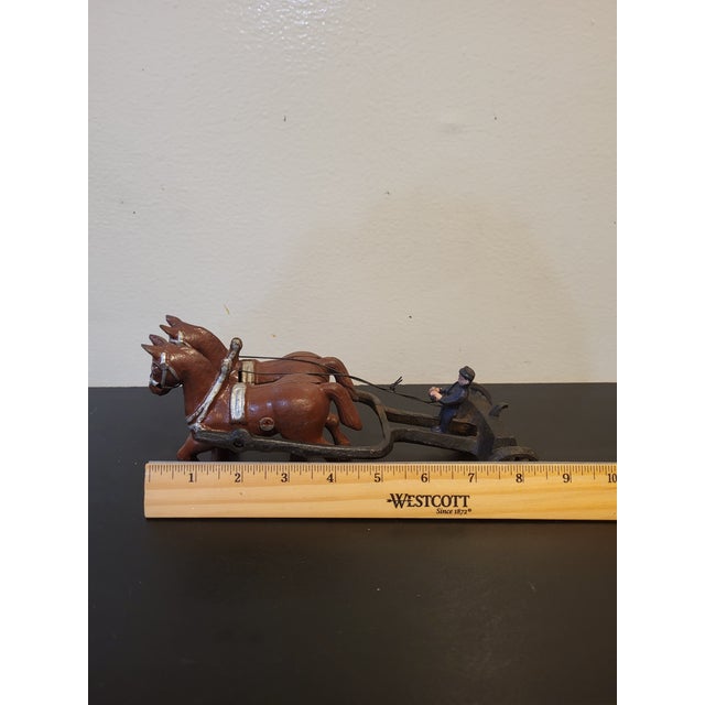 Antique Cast Iron Horse Drawn Carriage Driver Cart Early 1900s Wagon Toy Display For Sale - Image 16 of 17