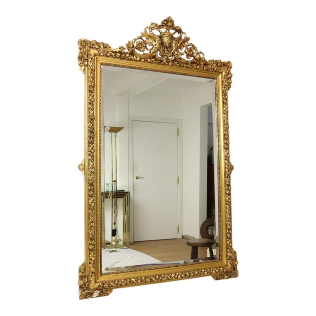 Antique French Gold Bevelled Mirror, 1890s For Sale - Image 15 of 18