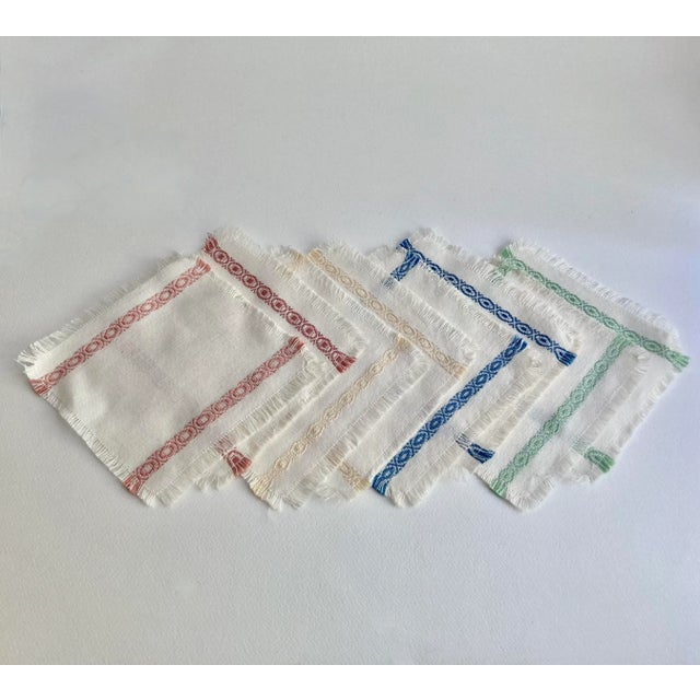 Vintage Off White Woven Cocktail Napkins- Set of 8 For Sale - Image 12 of 13