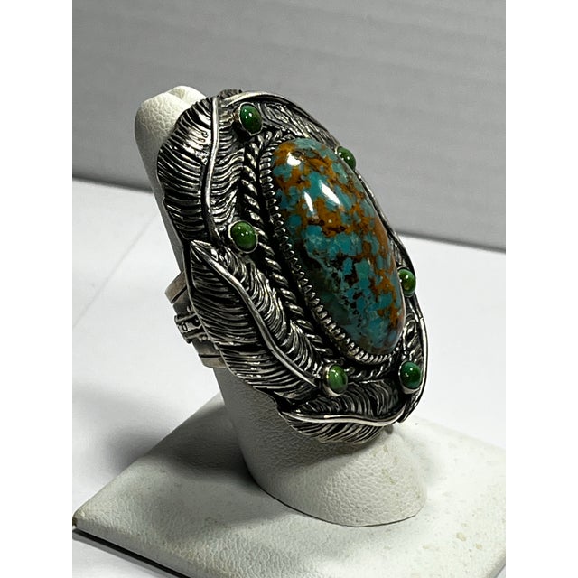 Beautiful Kingsman turquoise and fine silver work combine to make this the most incredible of rings Size 7, and weighing...
