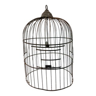 Antique Distressed Iron Dome Birdcage Decor For Sale
