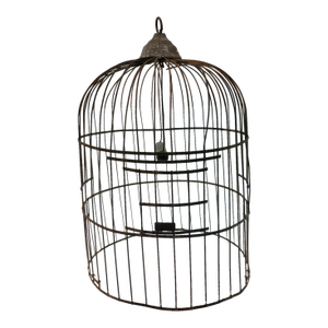 Antique Distressed Iron Dome Birdcage Decor