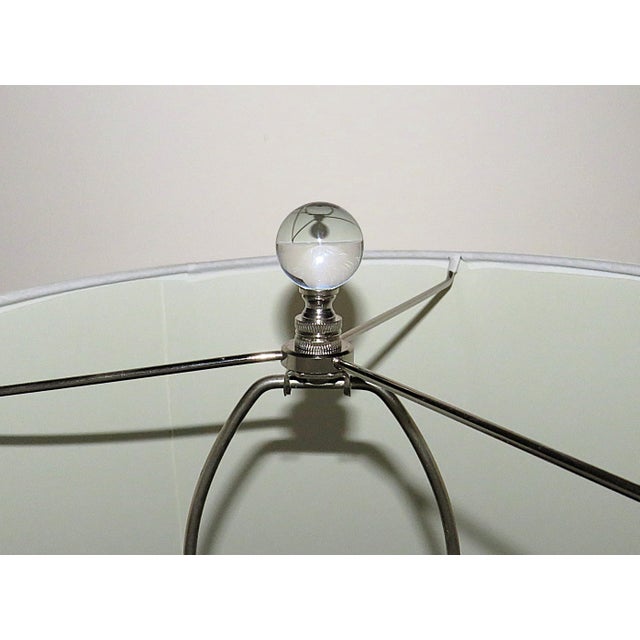 Contemporary Pair of Ralph Lauren Table Lamps 'Farrah' Style Crystal Glass Column With Shades For Sale - Image 3 of 5