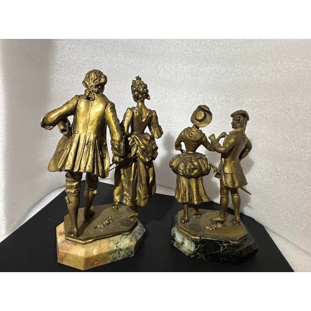 Ernesto Radaelli Antique 19th C. French Spelter Statues "Premieres Fleurs" by Ernest Rancoulet - Pair For Sale - Image 4 of 11