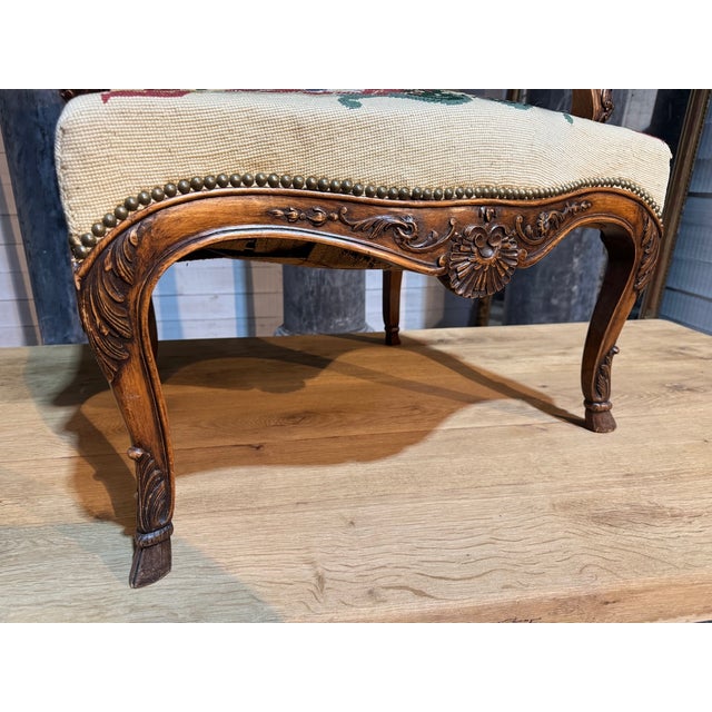 French Walnut Armchair, 1890s For Sale - Image 4 of 15