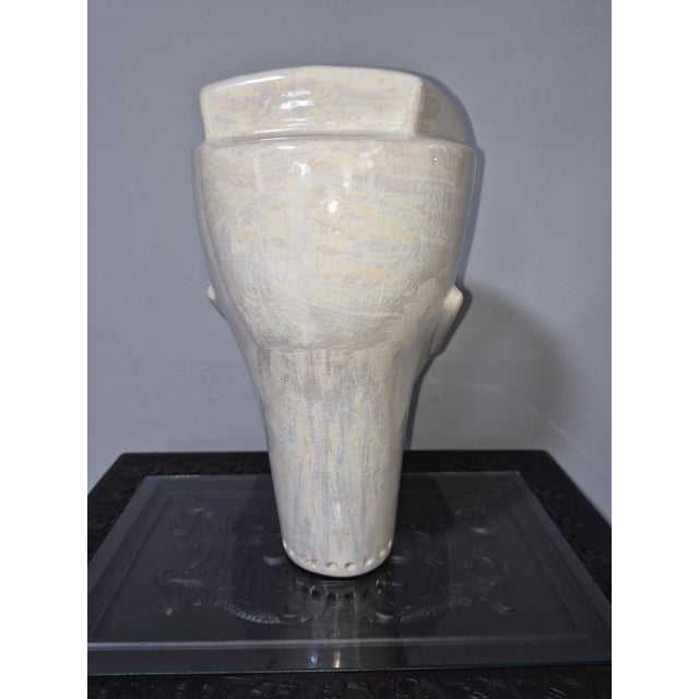 Art Deco Iridescent Crackle Glaze Porcelain Head For Sale - Image 4 of 11