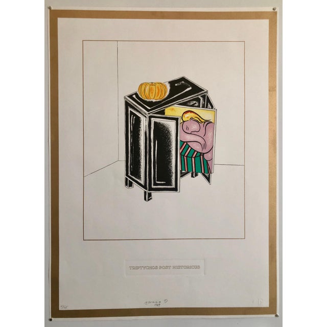Braco Dimitrijevich, Triptychos Post Historicus Picasso Conceptual Art Silkscreen Gold Lithograph, 1989 For Sale In Miami - Image 6 of 6