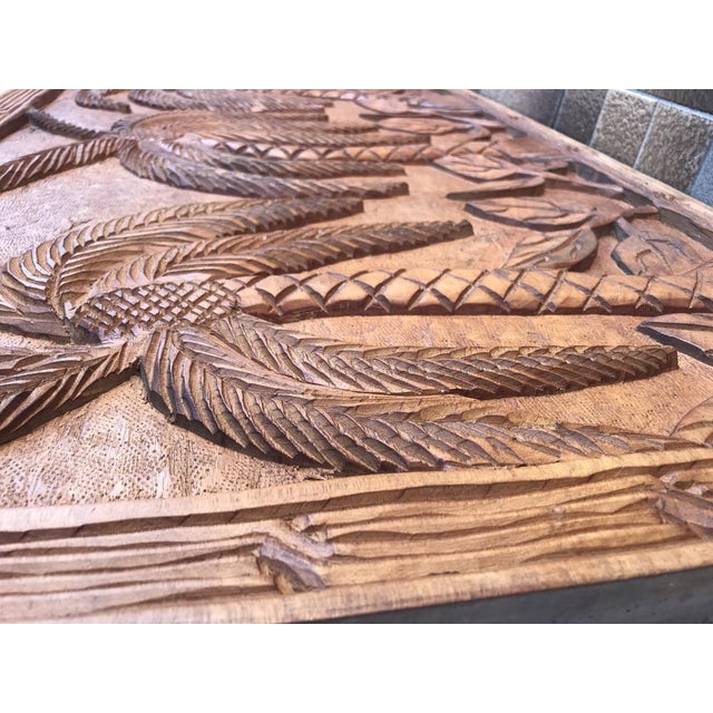 Decorative Panel in Carved Teak Wood, 1970s For Sale - Image 9 of 18