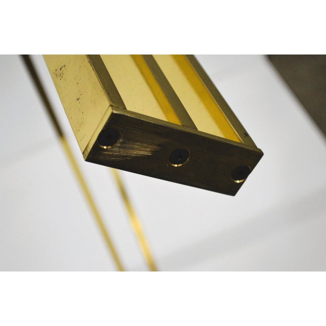 Mid-Century Modern Italian Lacquered Thin Line Brass Square Spacer Coffee Table For Sale - Image 10 of 12