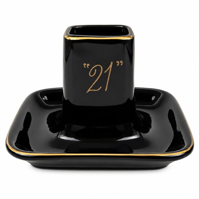 Mid-Century Modern Vintage the 21 Club Nyc Restaurant Ashtray Black Matchbook Holder For Sale - Image 3 of 5