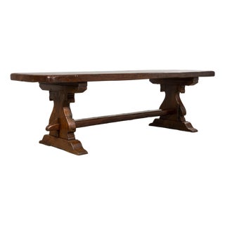19th Century French Provincial Oak Farmhouse Trestle Dining Table For Sale