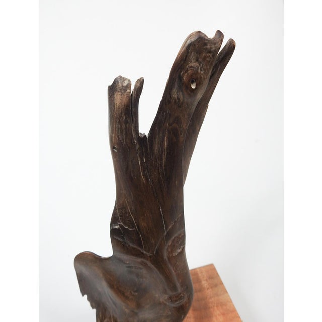 Coffee 2017 Handcarved Wood Face on Stand Sculpture For Sale - Image 8 of 14