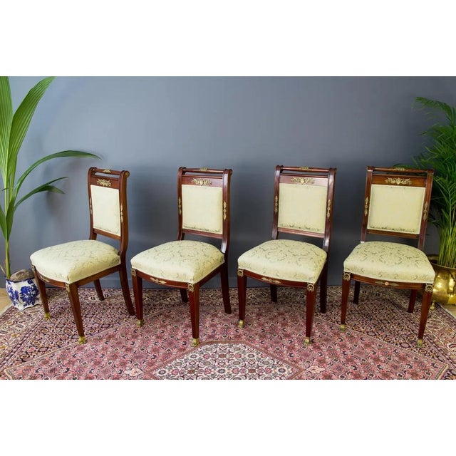 Beige French Empire Style Walnut Table and Chairs, 1920s, Set of 8 For Sale - Image 8 of 18