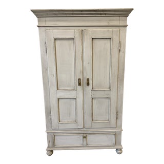 Swedish Antique Two Door Painted Armoire Cabinet For Sale
