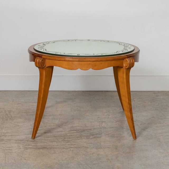 1940s French Mirrored and Beech Cocktail Table For Sale - Image 4 of 12